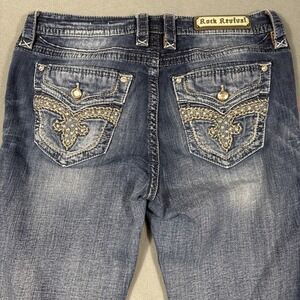 Rock Revival Kerra Easy Skinny Stretch Jeans WOMEN  32 WHISKERING THICK STITCH